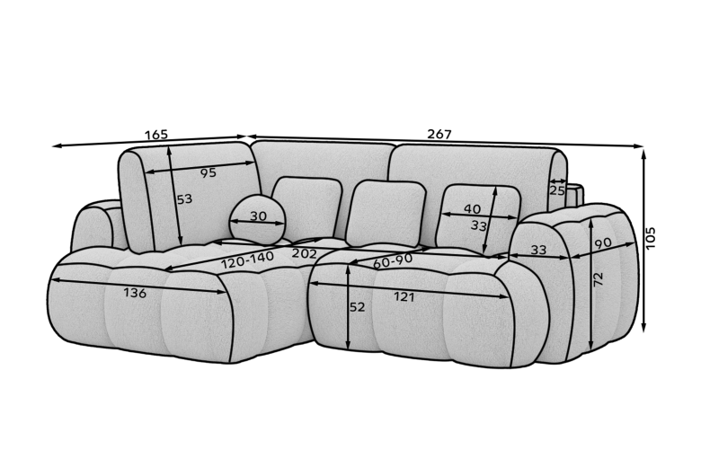 Cozion corner sofa with sleeping function and storage compartment