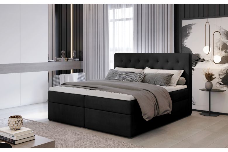 Boxspring bed - Loree (Pull-out bed with storage box)