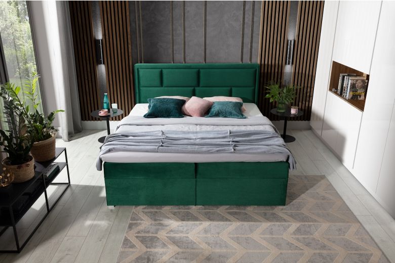 Boxspring bed 160x200 - Meron (Pull-out bed with storage box)