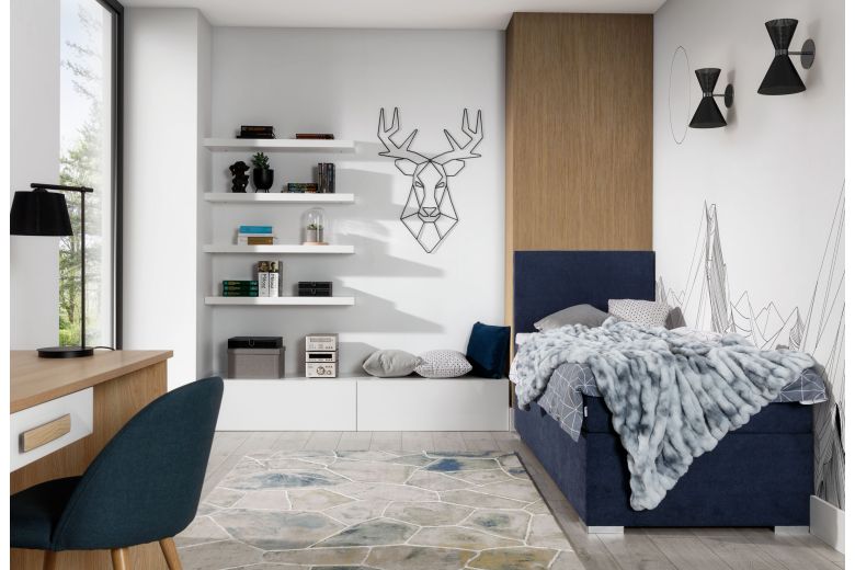 Boxspring bed 90x200 - Rocco (Pull-out bed with storage box)