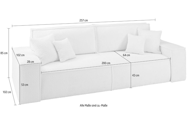 3 seat sofa - Sherwood petrol cord (Pull-out bed with storage box)