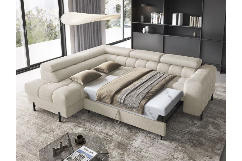 Corner sofa - Ferucce (Pull-out bed with storage box)