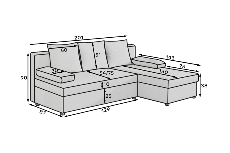 Corner sofa - Gino (Pull-out bed with storage box) Corner sofa - Gino (Pull-out bed with storage box)