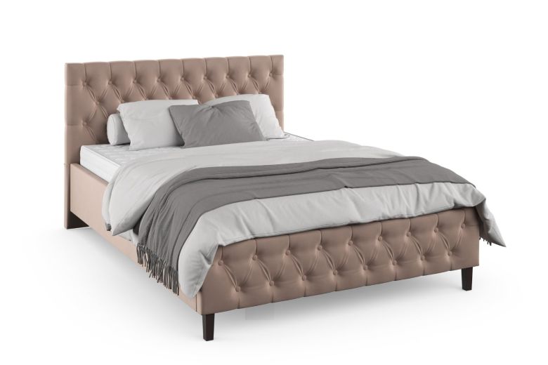 Upholstered bed 140x200 - Westhampton with bed slat (With storage box)