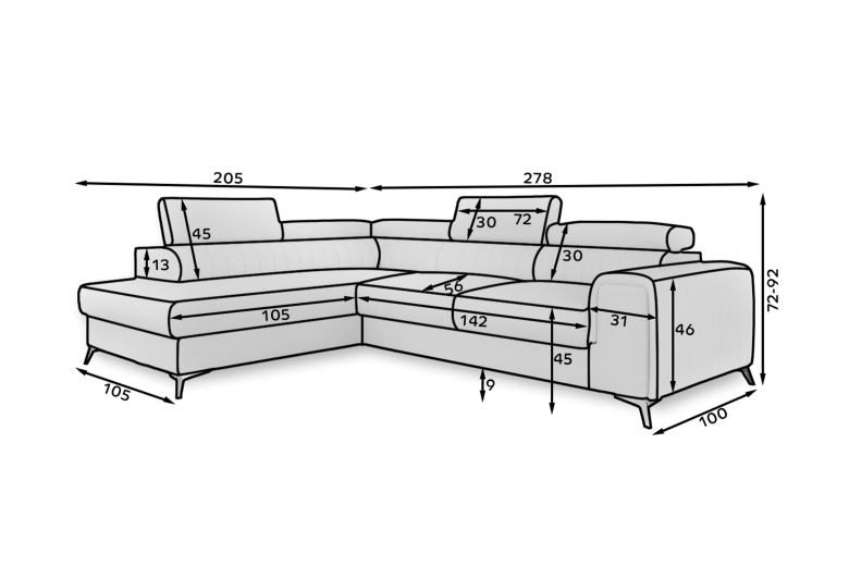 Угловой диван - Laurence (Pаскладной с ящиком для белья) Угловой диван - Laurence (Pаскладной с ящиком для белья)