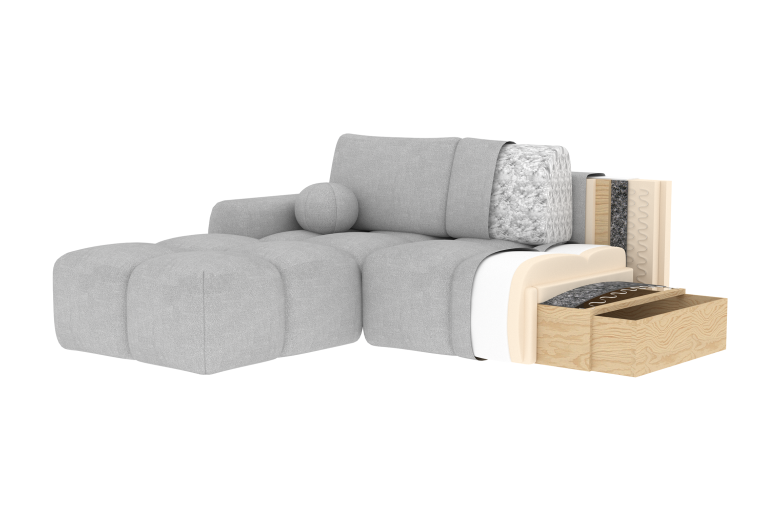 Угловой диван - Vittario (Pаскладной с ящиком для белья)