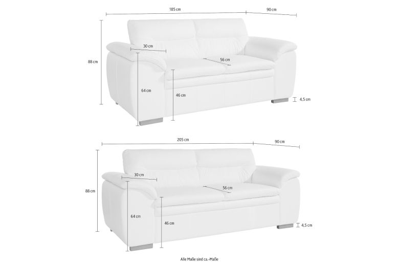 Leather furniture set 3+2 - Leandra ar pufu with hocker