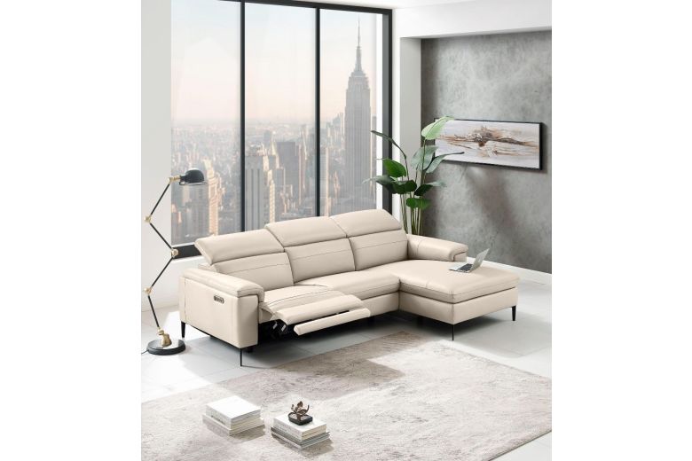 Leather corner sofa - Sacramento with footstool