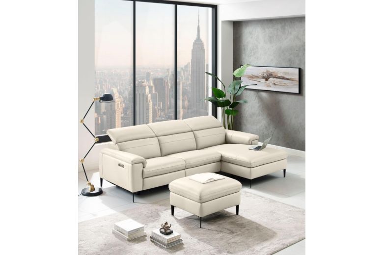 Leather corner sofa - Sacramento with footstool