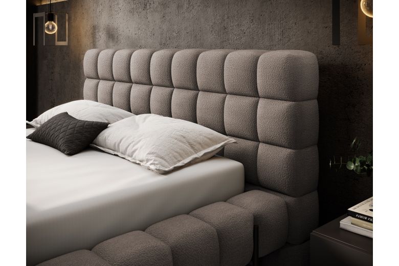 Upholstered bed - Bed Magentta, metal frame, gas lift, bedding box (Pull-out bed with storage box)