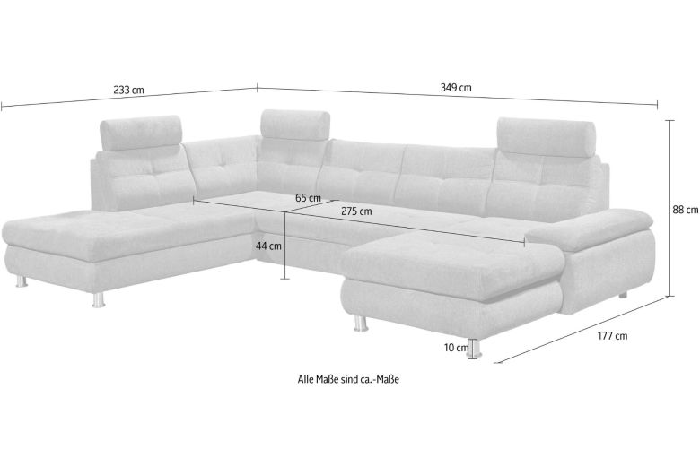 U shape sofa - Alba (Pull-out bed with storage box)