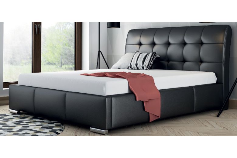 Upholstered bed 140x200 - Amber with bed slat (With storage box)