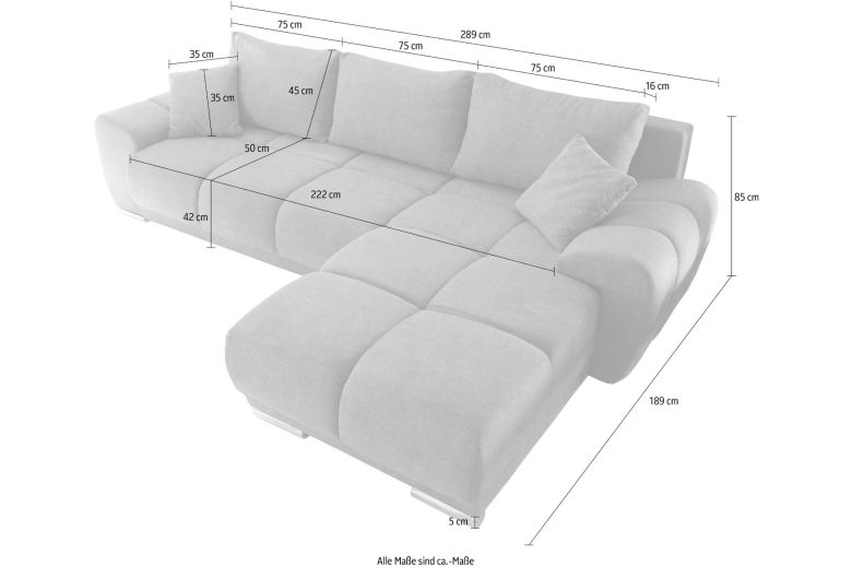 Corner sofa - Antone (Pull-out bed with storage box)