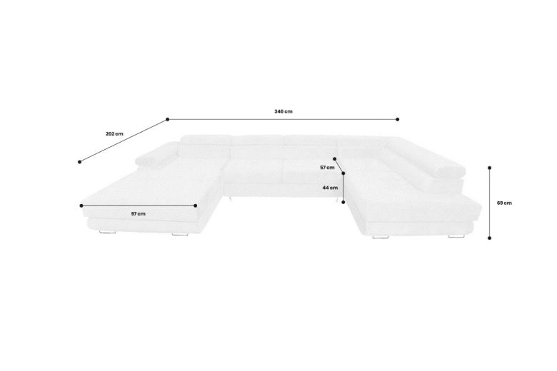 U shape sofa - Anton (Pull-out bed with storage box)