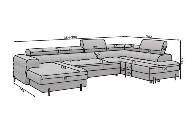 U shape sofa - Feraria (Pull-out bed with storage box) U shape sofa - Feraria (Pull-out bed with storage box)