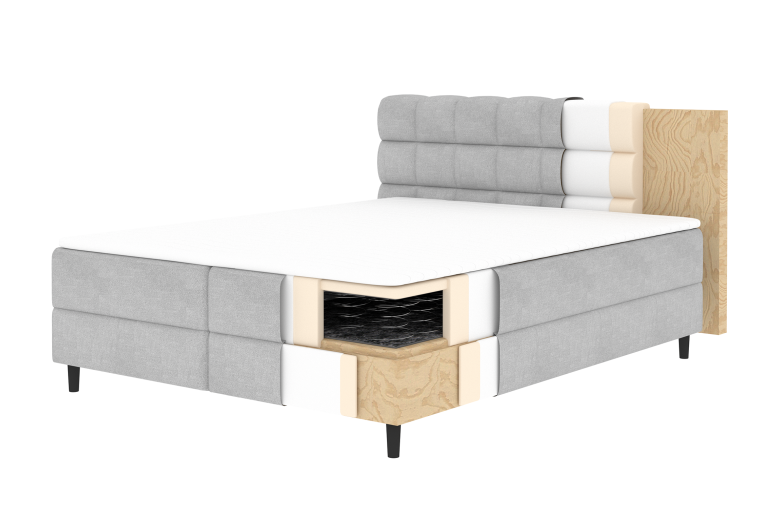 Boxspring bed 180x200 - Camma (Pull-out bed with storage box)