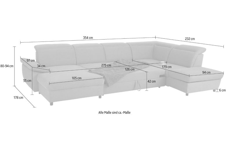 U shape sofa - Mauritius (Pull-out with storage box)