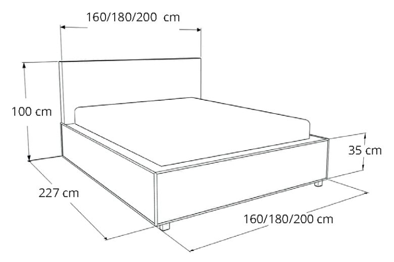 Upholstered bed 140x200 - Amber with bed slat (With storage box)
