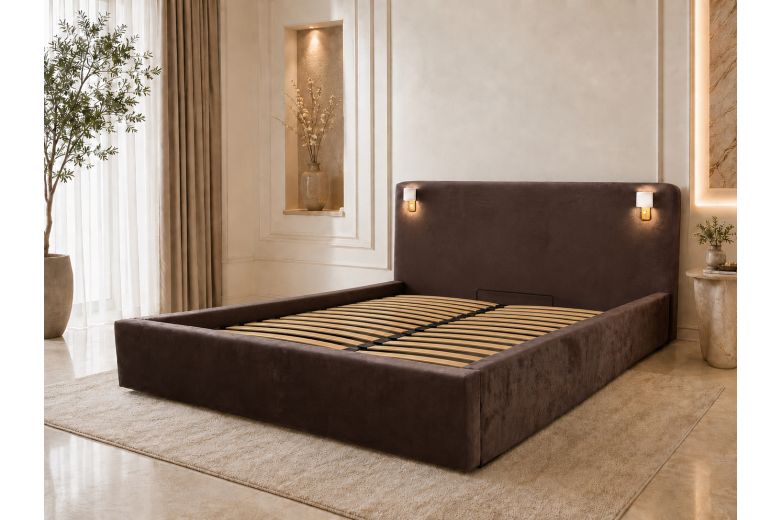 Upholstered bed 160x200 - Light (With storage box)