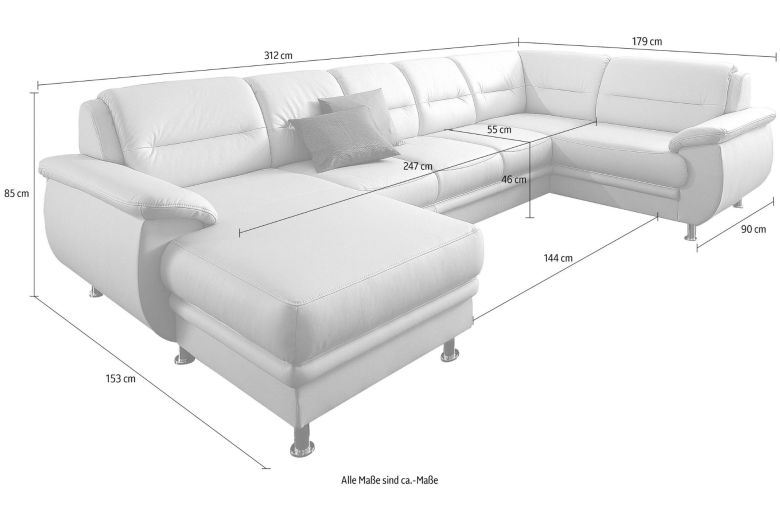 Leather U shape sofa - Mailand (Pull-out)