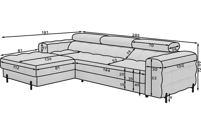 Corner sofa - Felro (Pull-out bed with storage box) Corner sofa - Felro (Pull-out bed with storage box)