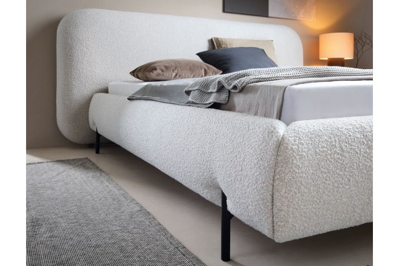 Upholstered bed - Bed Pointt,  metal frame, gas lift, bedding box (Pull-out bed with storage box)