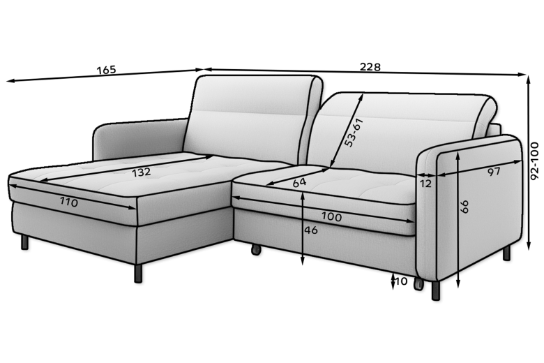 Corner sofa - Gomsi (Pull-out bed with storage box)