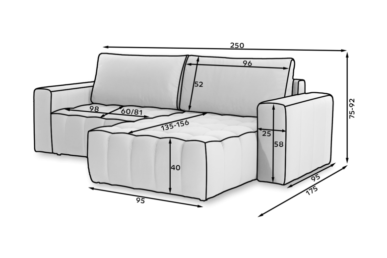 Угловой диван - Bonett (Pаскладной с ящиком для белья)
