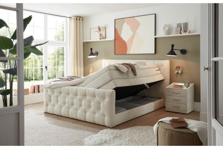 Boxspring bed 160x200 - Cashfield (With storage box)