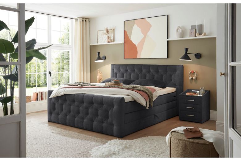 Boxspring bed 160x200 - Cashfield (With storage box)