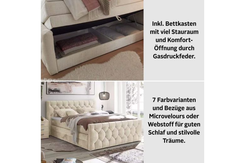 Boxspring bed 180x200 - Cashfield (With storage box)