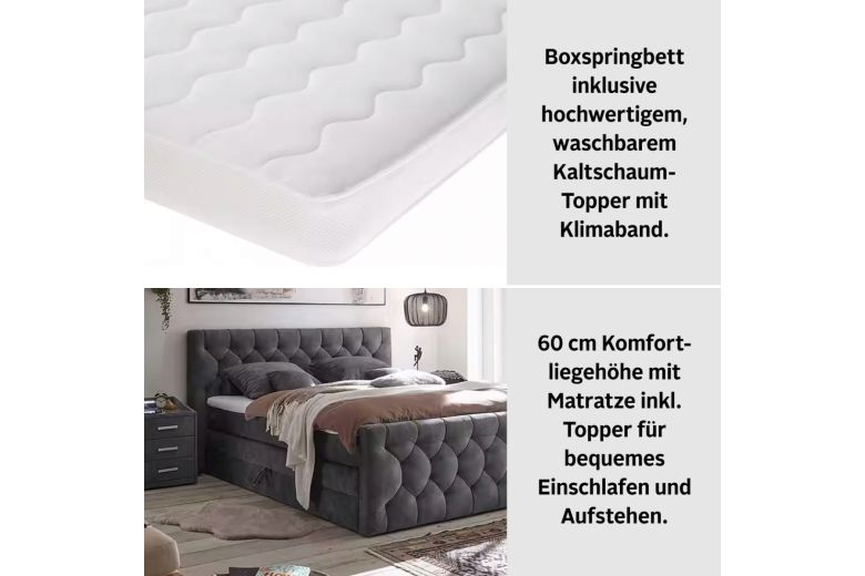 Boxspring bed 180x200 - Cashfield (With storage box)