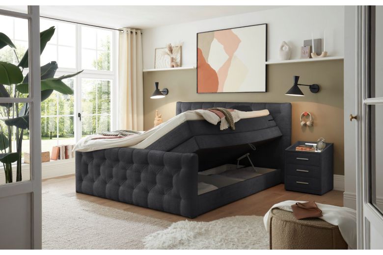 Boxspring bed 160x200 - Cashfield (With storage box)