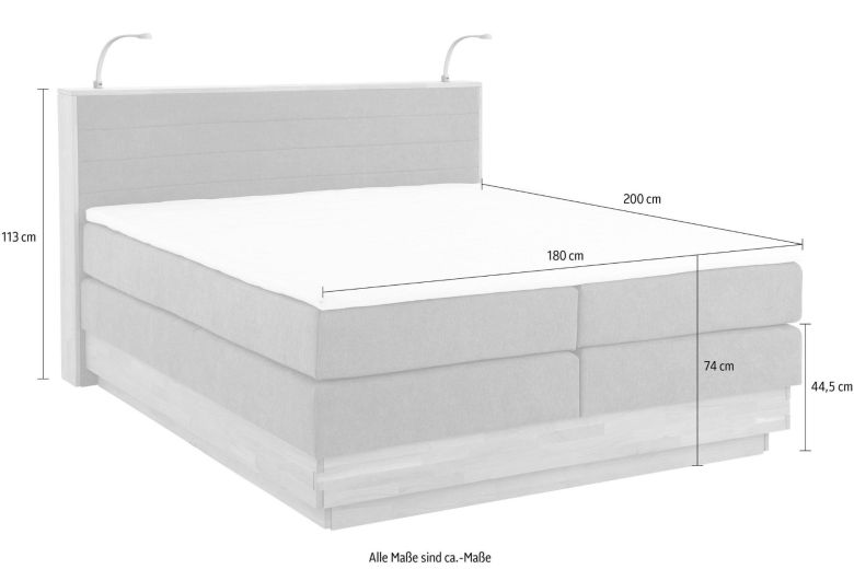 Boxspring bed 180x200 - Cavan ar LED (With storage box)