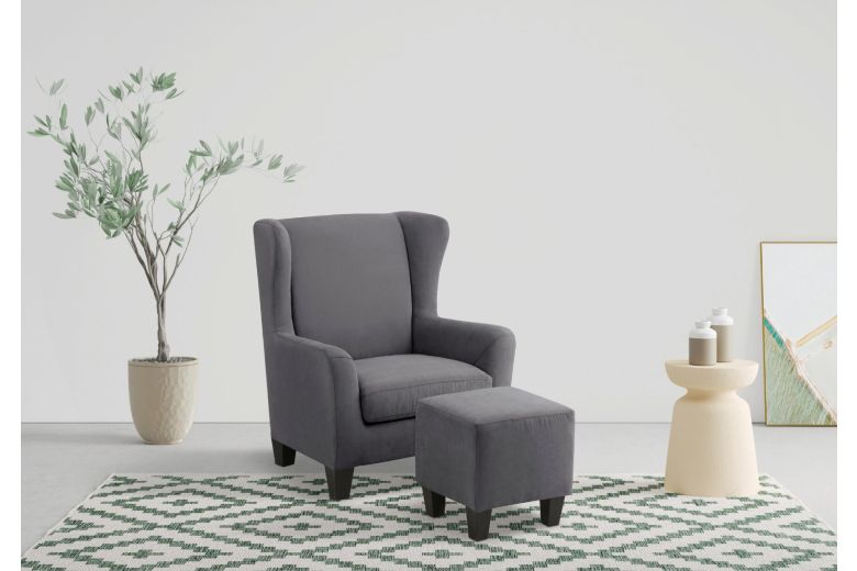 Chair - Chilly with a footstool grey