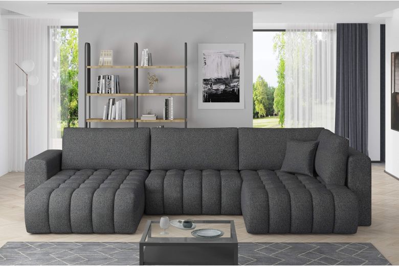 Wohnlandschaft Bonito links - mit Schlaffunktion - Asphalt