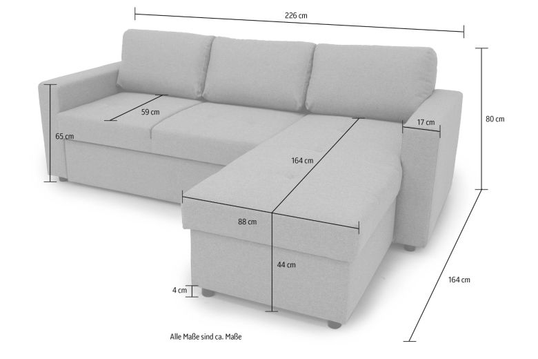 Corner sofa - Gustavo (Pull-out bed with storage box)