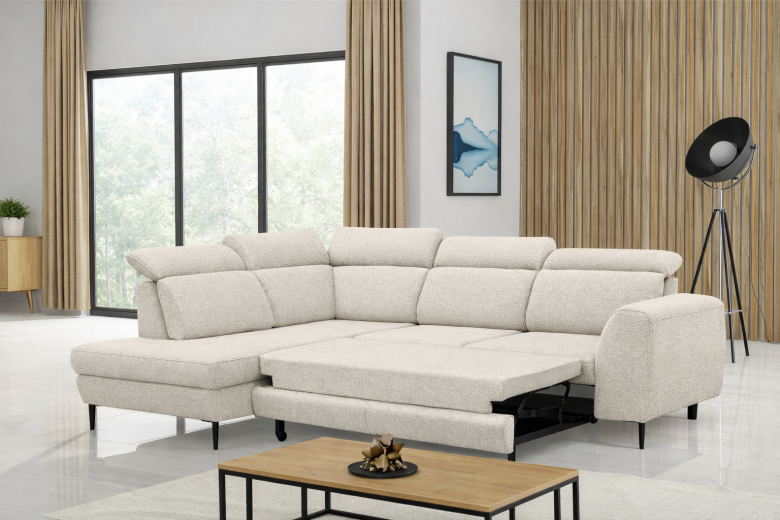 Γωνιακός καναπές XL - Prestona (Συρόμενο με κουτί αποθήκευσης)