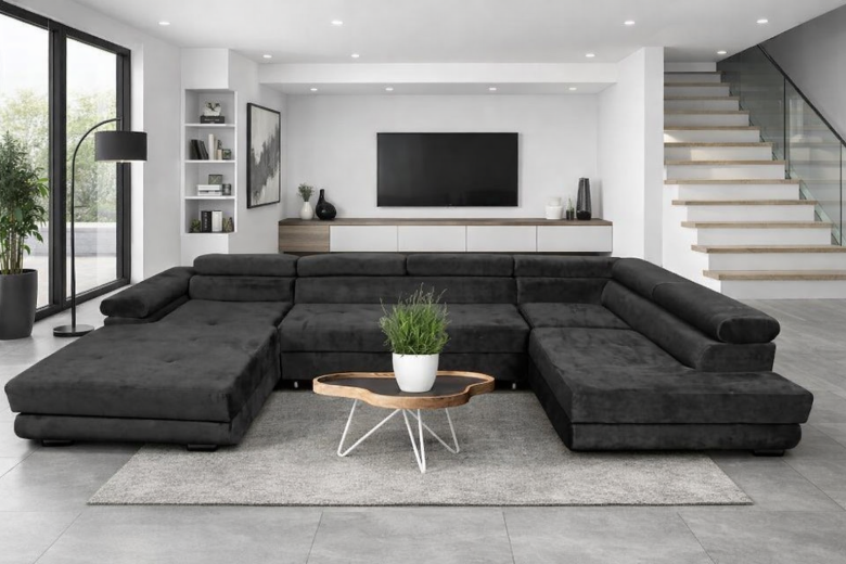 U shape sofa - Anton (Pull-out bed with storage box)