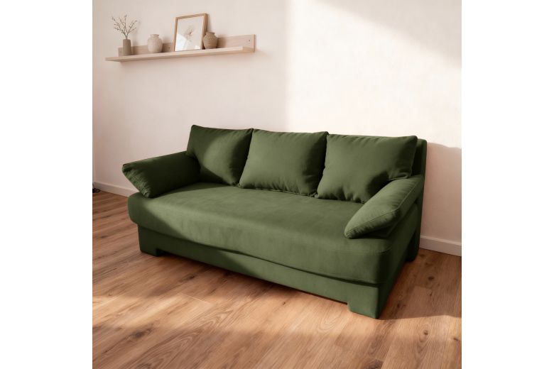 3 seat sofa - Dino (moss green) (Pull-out bed with storage box)
