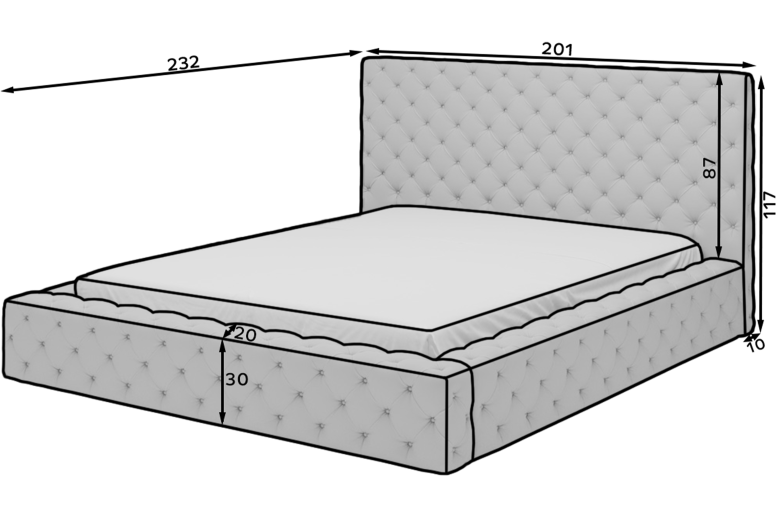 Υφασμάτινο κρεβάτι 160x200 - Princce (Με κουτί αποθήκευσης)