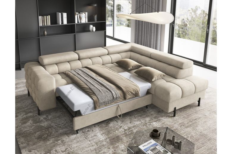 Corner sofa - Ferucce (Pull-out bed with storage box)