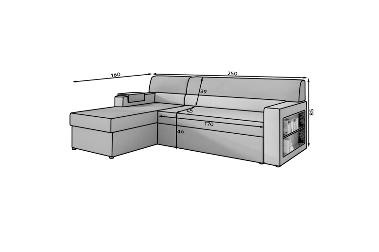 Угловой диван - Rico (Pаскладной с ящиком для белья) Угловой диван - Rico (Pаскладной с ящиком для белья)