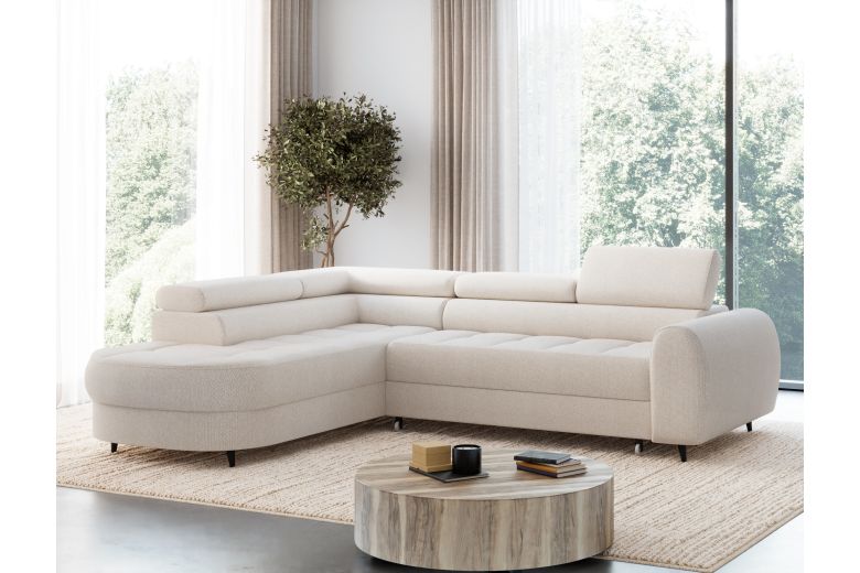 Vesteria corner sofa with sleeping function and storage compartment