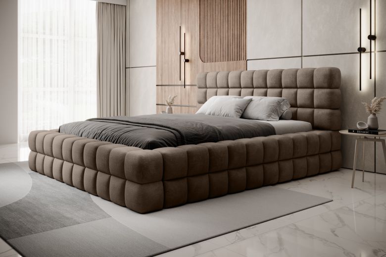 Upholstered bed - Bed Dizzle, metal frame, gas lift, bedding box (Pull-out bed with storage box)