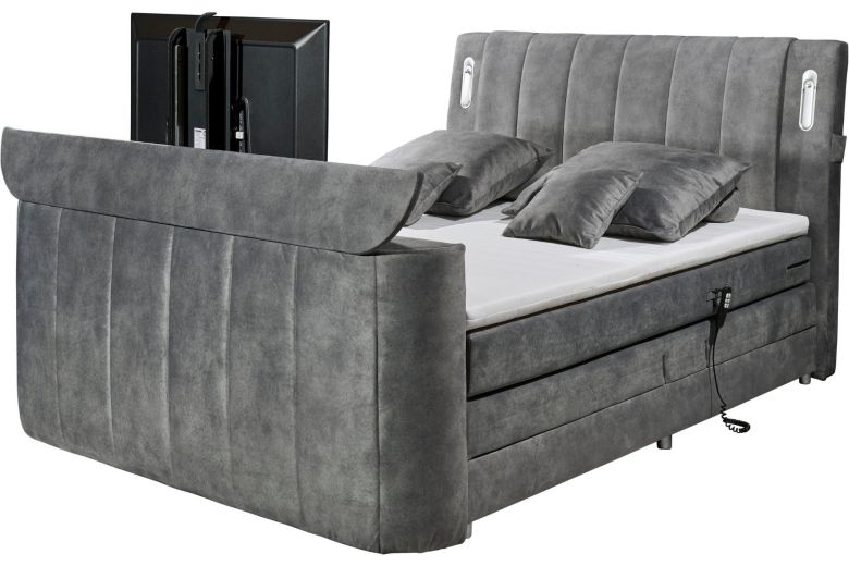 Boxspring bed 180x200 - Dallas - includes motorized TV mount suitable for TVs up to 40 inches
