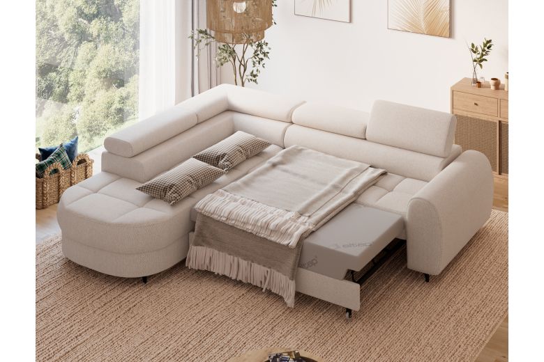 Vesteria corner sofa with sleeping function and storage compartment