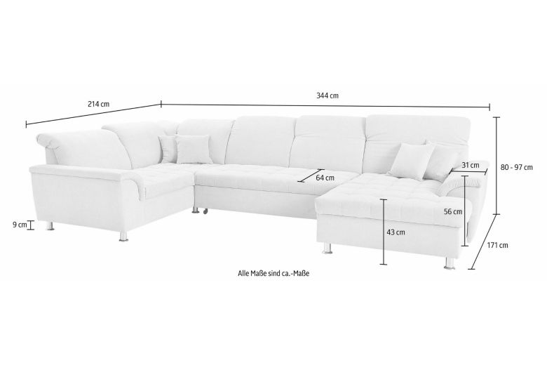 U shape sofa - Franzi U (Pull-out with storage box)