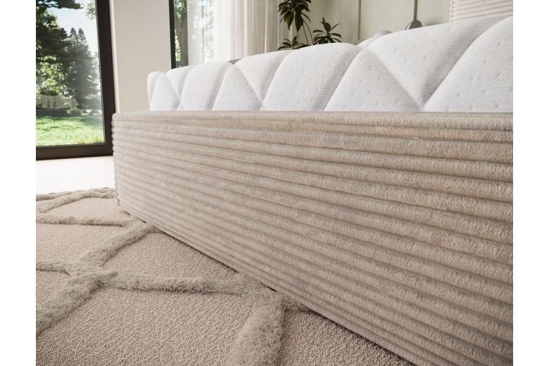 Upholstered bed - Bed Pesillo wooden frame, spring lift, storage container (Pull-out bed with storage box)