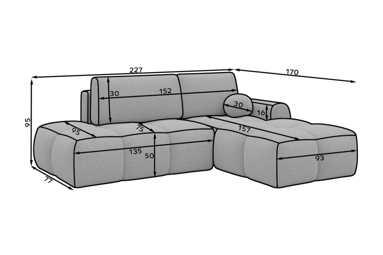 Corner sofa - Vittario (Pull-out bed with storage box)